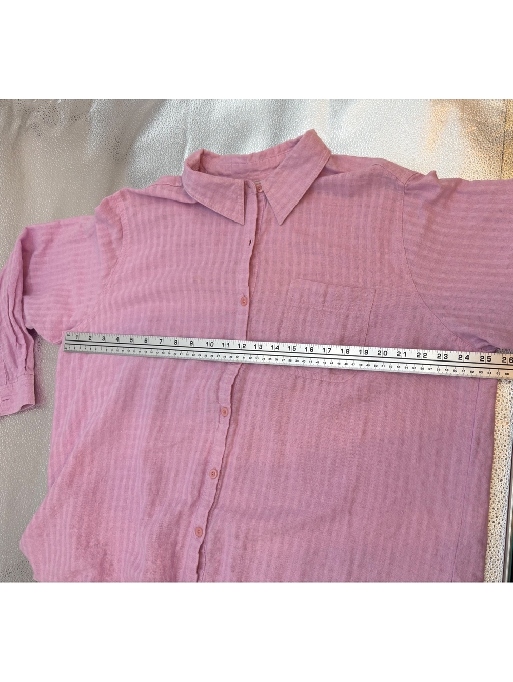 White Stag Woman Lilac Linen Blend Button-Up Shirt Size 18W/20W - Picture 3 of 6